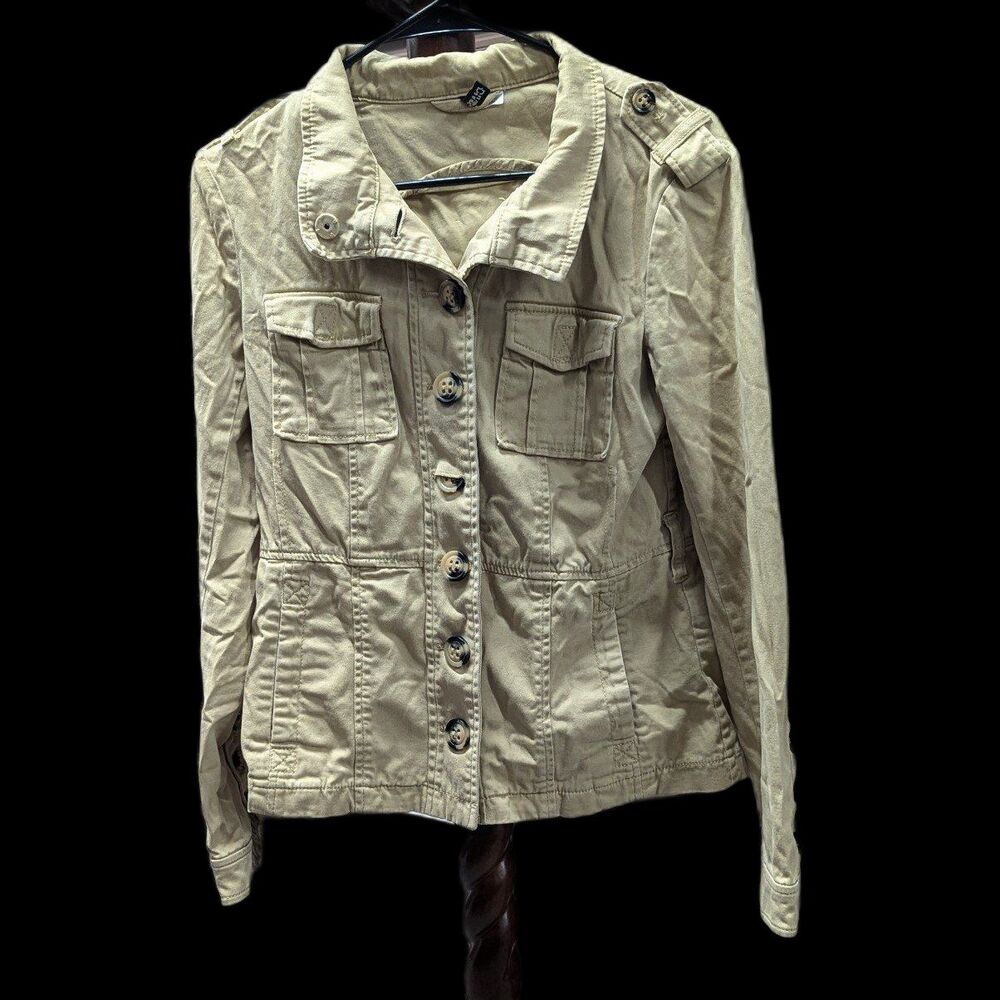 Divided Y2K Size Medium Tan Button Front Jacket Light‎ Utility Cargo Pockets
